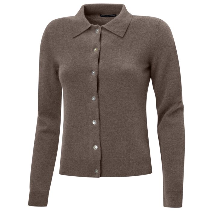 Cardigan en cachemire avec boutons nacrés, certifié GOTS