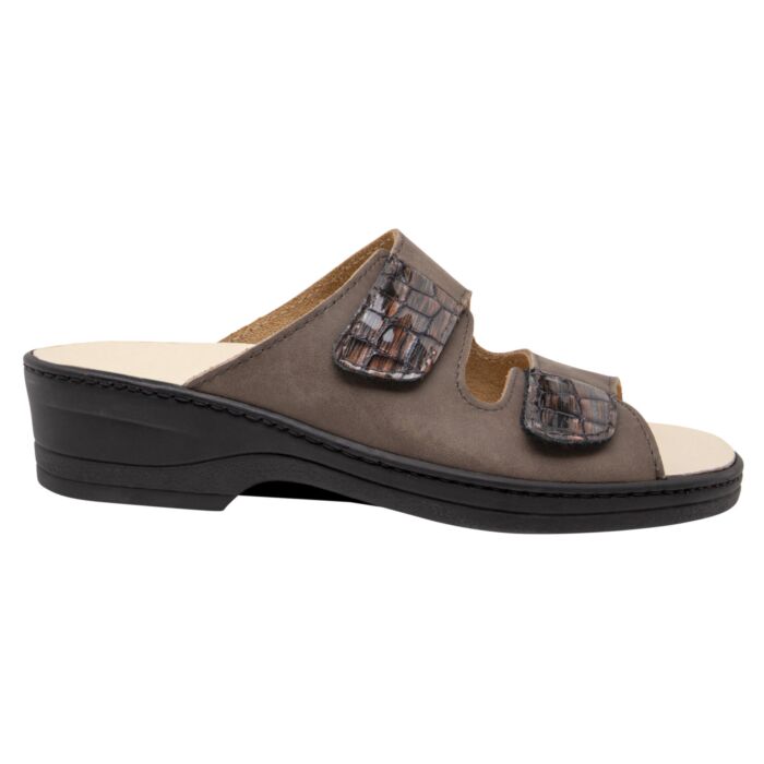 Algemare-Mule schwarz mit silbernen Details taupe