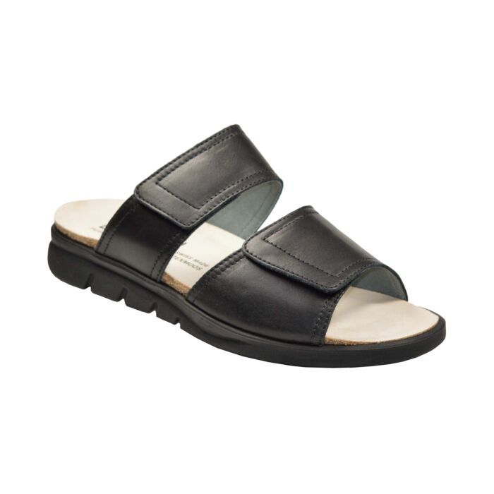 Lienhard Pantolette Nappaleder & Klettverschluss schwarz