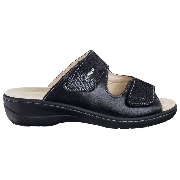 Image of Hickersberger Pantolette mit Elasteinsatz für Hallux Valgus Damen schwarz (kroko) bei Lehner Versand Schweiz