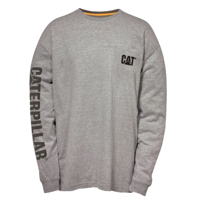 CAT Langarmshirt Trademark Banner grau