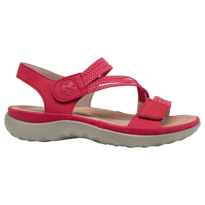 Modische Rieker Sandale aus weichem Softmaterial rot