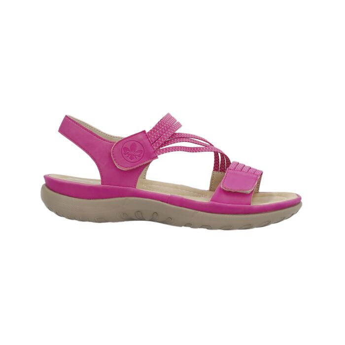 Modische Rieker Sandale aus weichem Softmaterial fuchsia
