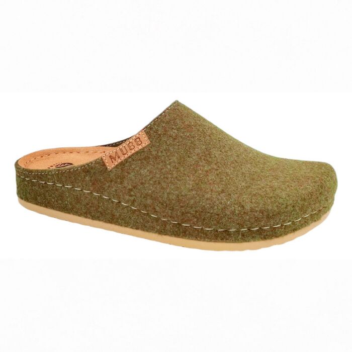 Mubb Damen Hausschuh aus echtem Wollfilz olive