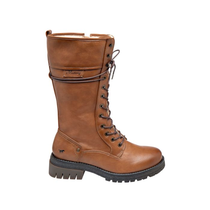 Image of Mustang Schnürstiefelette für Damen aus Softmaterial cognac, 40 bei Lehner Versand Schweiz