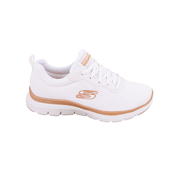 Skechers Flex Appeal 4.0 Schnürschuh für Damen weiss-gold