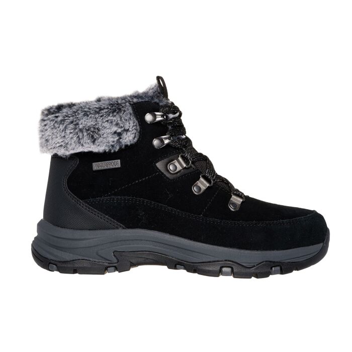 Skechers Schnürstiefel für Damen aus Veloursmaterial schwarz