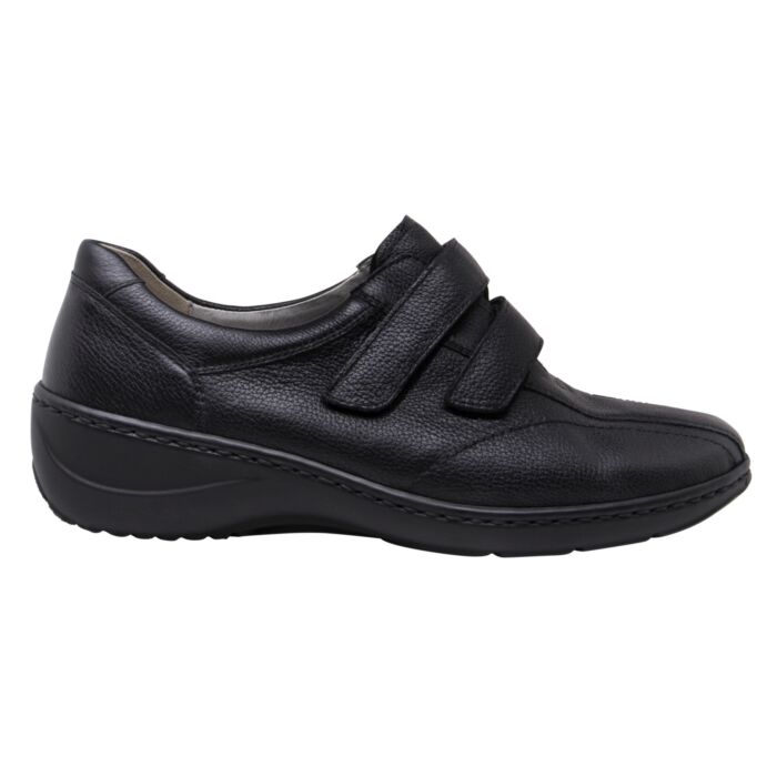 Waldläufer Klettslipper für Damen aus Leder schwarz