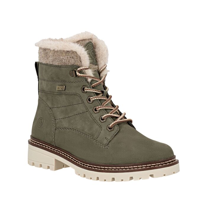 Remonte Schnürstiefel aus Glattleder moos