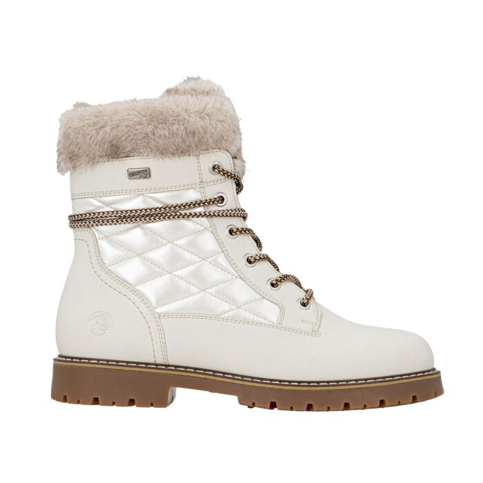 Remonte Schnürstiefel aus Glattleder weiss