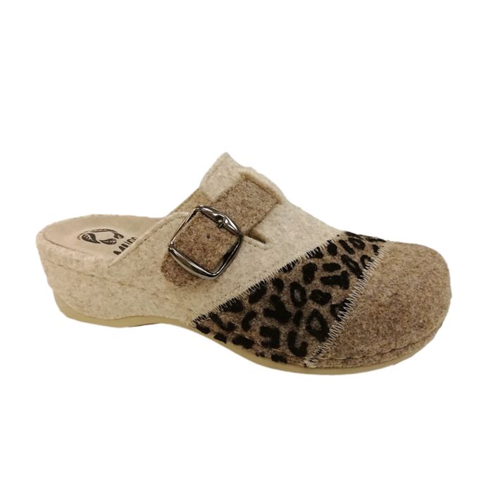 Mubb Pantolette aus Wollfilz braun-beige