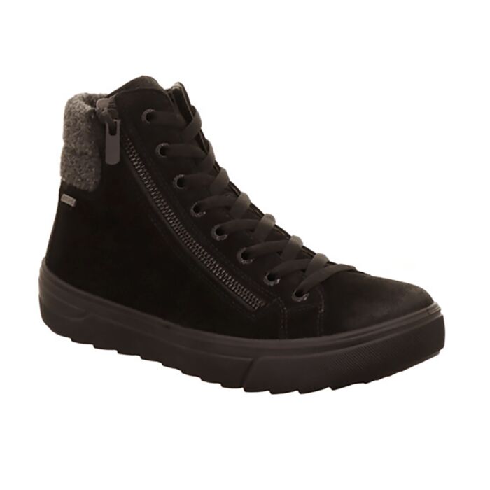 Legero Schnürstiefelette aus Veloursleder schwarz