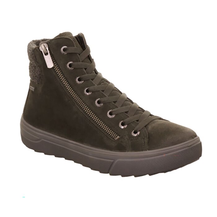 Legero Schnürstiefelette aus Veloursleder grün