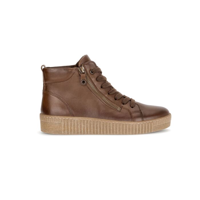 Gabor Mid Cut Sneaker aus weichem Nappaleder braun