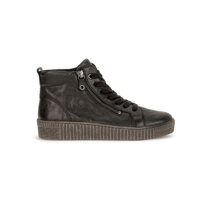 Gabor Mid Cut Sneaker aus weichem Nappaleder schwarz