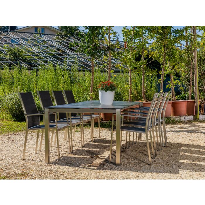Table de jardin à rallonge Zement avec plateau en céramique