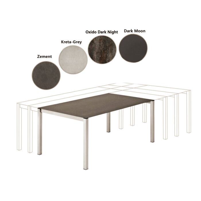 Ausziehbarer Gartentisch mit Dektonplatte Dark Moon