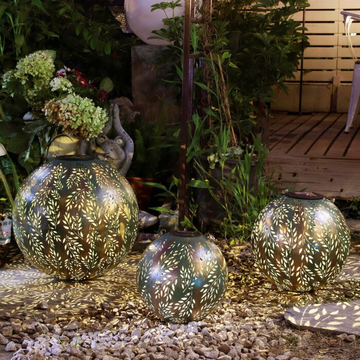 Lanterne solaire avec motif de feuilles, LED blanc chaud