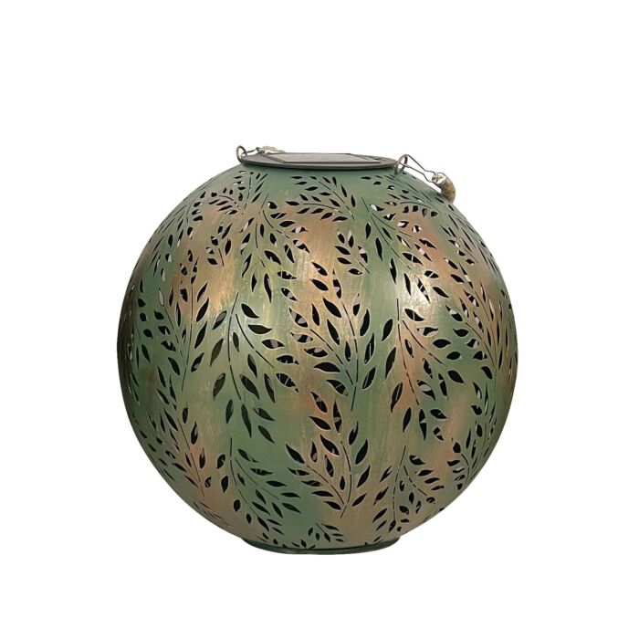 Lanterne solaire avec motif de feuilles, LED blanc chaud