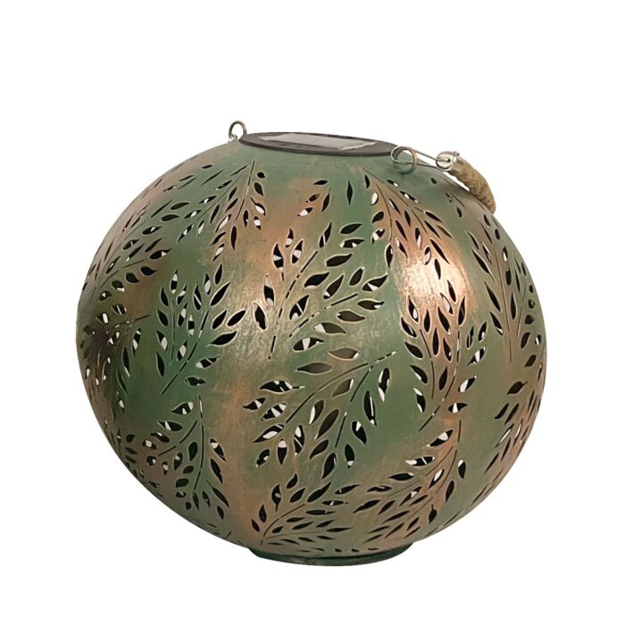 Lanterne solaire avec motif de feuilles, LED blanc chaud