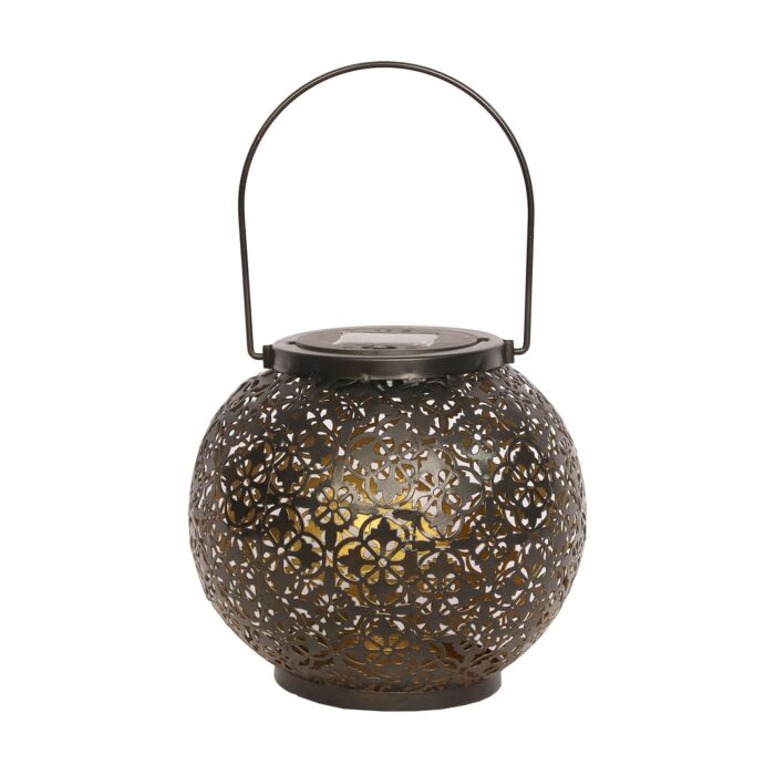 Solar-Laterne mit Ornament, LED warmweiss
