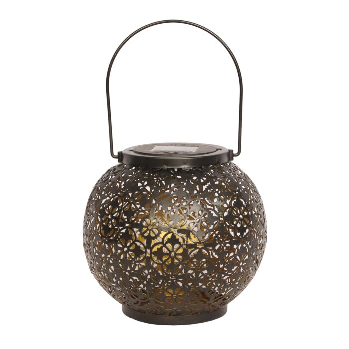 Solar-Laterne mit Ornament, LED warmweiss