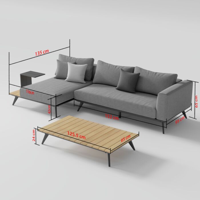 Gartenlounge Jason, mit Teakholz, Armteil links