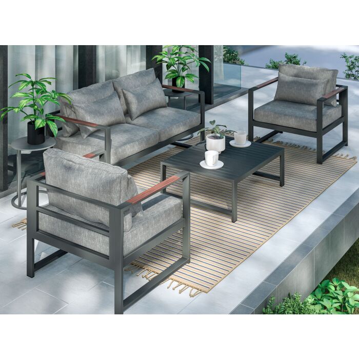 Salon de jardin Noa, 4 éléments, piètements en aluminium