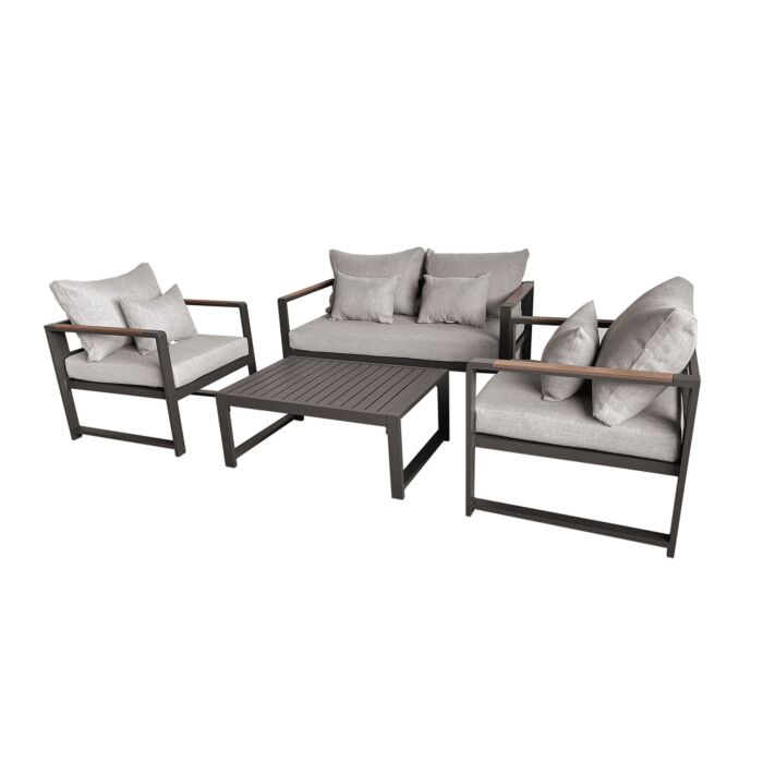 Salon de jardin Noa, 4 éléments, piètements en aluminium