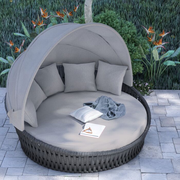 Îlot de jardin à toit pliable gris