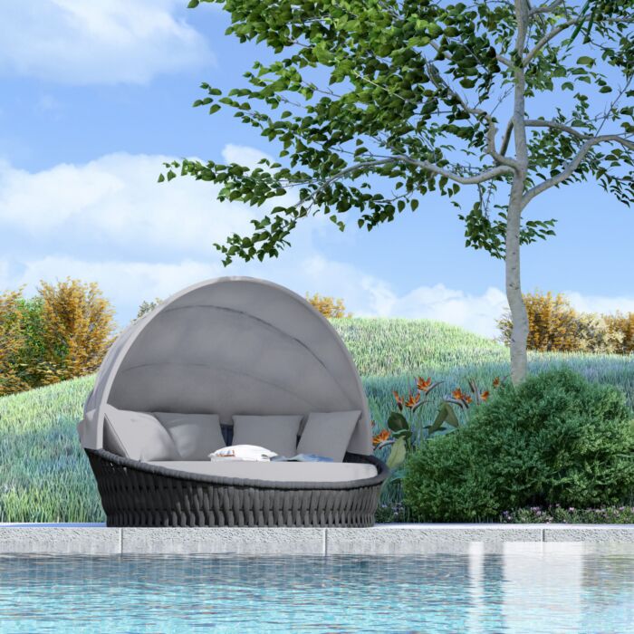 Îlot de jardin à toit pliable gris