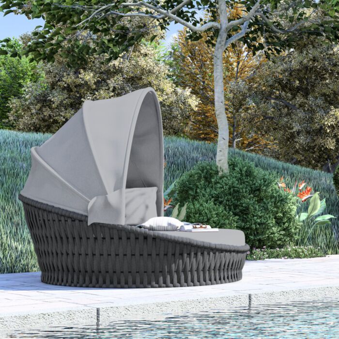 Îlot de jardin à toit pliable gris