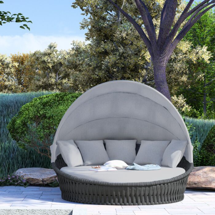 Îlot de jardin à toit pliable gris
