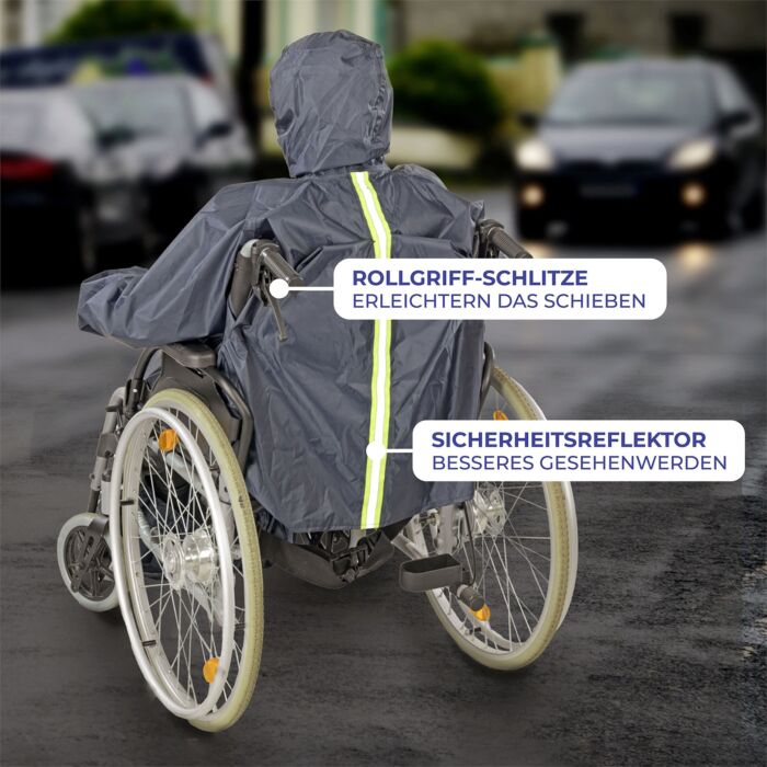 Cape de pluie à manches pour fauteuil roulant