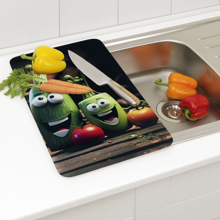 2 plaques de recouvrement en verre Légumes rigolos