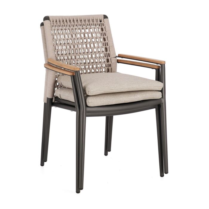 Chaise de jardin Maddox en corde d'oléfine, lot de 2