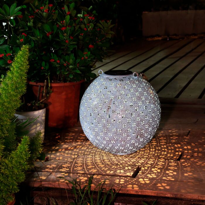 Solar-Laterne mit Lazer-Motiv, LED warmweiss
