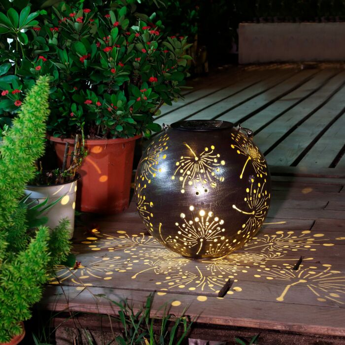 Solar-Laterne mit Lazer-Motiv, LED warmweiss