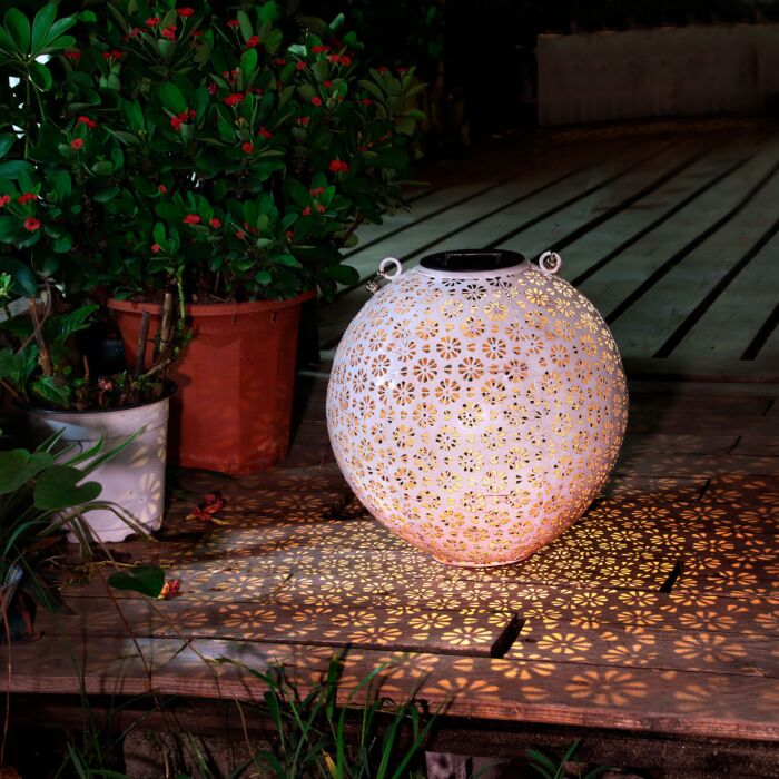 Solar-Laterne mit Lazer-Motiv, LED warmweiss
