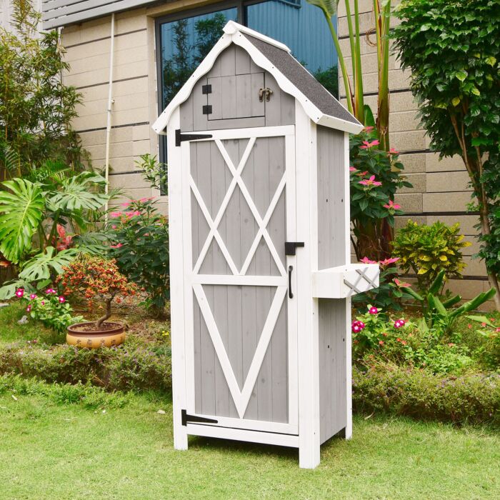 Abri de jardin en bois avec bac à fleurs