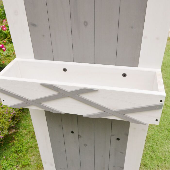 Abri de jardin en bois avec bac à fleurs
