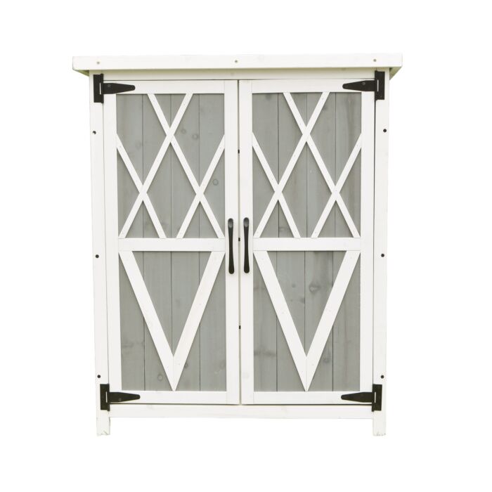 Petite armoire en bois à 2 portes gris-blanc