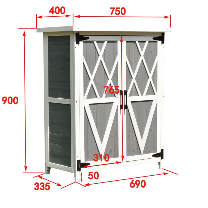 Holz-Kommode 2-türig grau-weiss