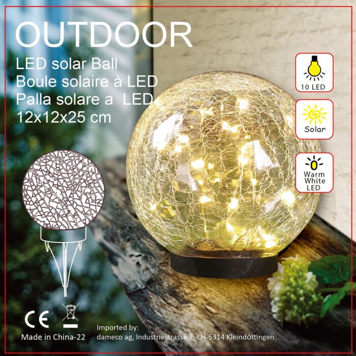 LED-Solar-Laterne Cristal Kugel