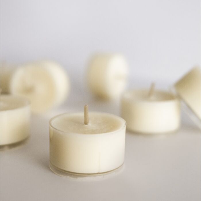 Lot de 50 bougies à réchaud en cire de soja et de coco