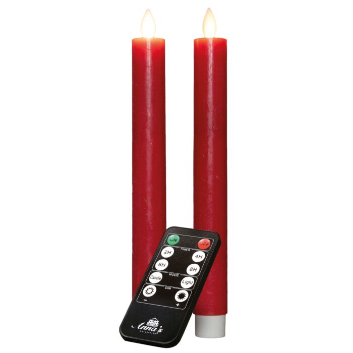 Set de 2 bougies bâtons, cire véritable, rouge main product photo