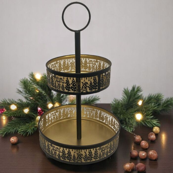 Etagere Forest mit 2 Ablagen — Schwarz & Gold