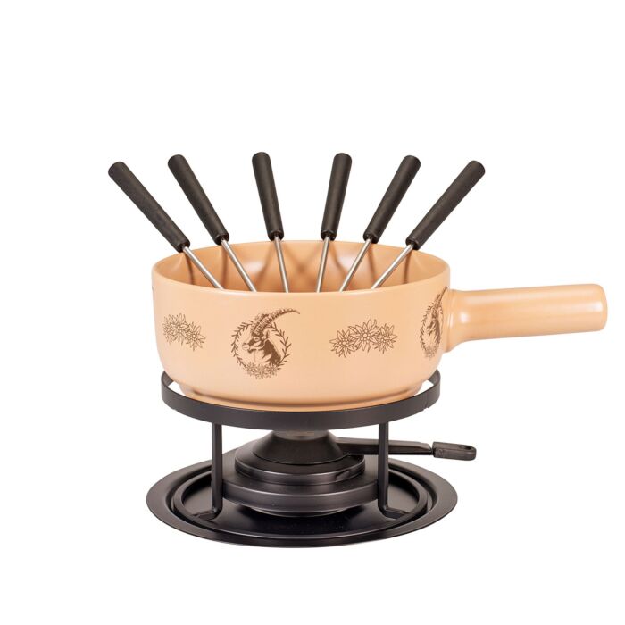 Käsefondue–Set mit Steinbockmotive main product photo