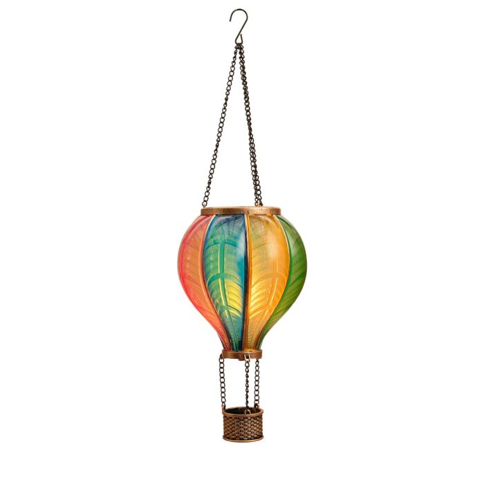 Lanterne type ballon montgolfière effet flamme à énergie solaire