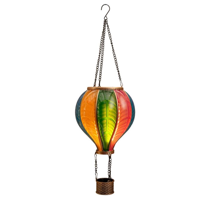 Lanterne type ballon montgolfière effet flamme à énergie solaire